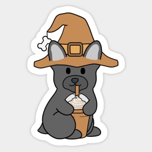 Pumpkin Spice French Bulldog Black Sticker